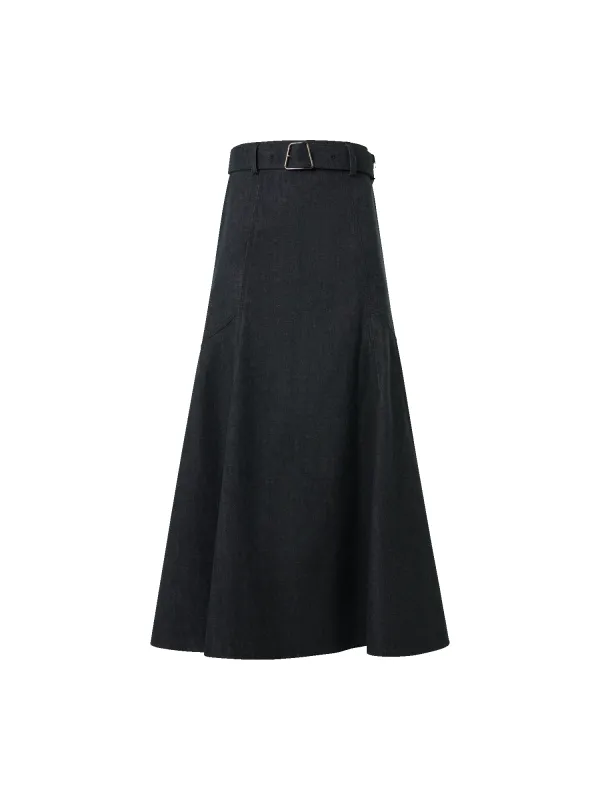 Denim A-line Midi Skirt made by Akris