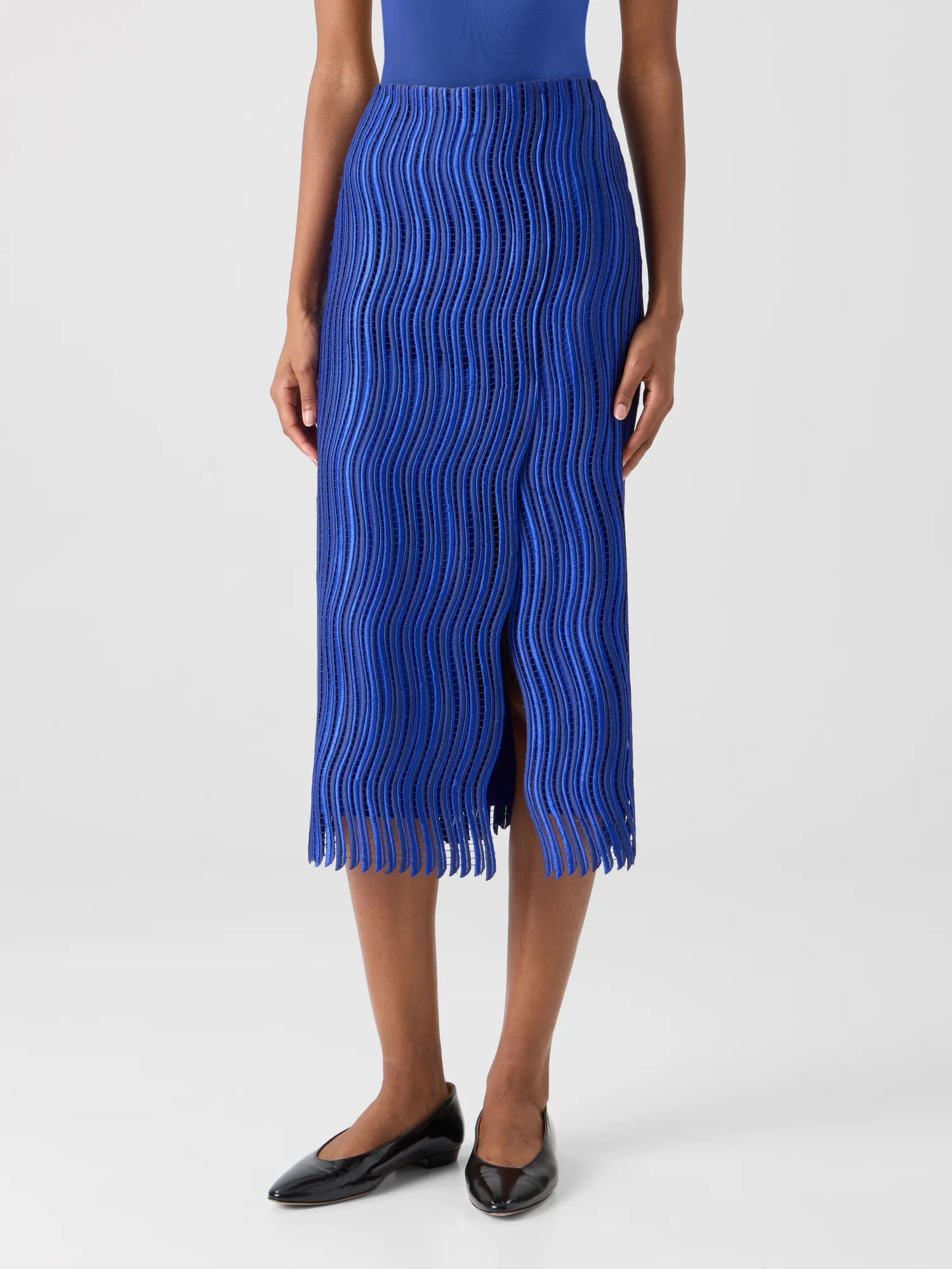 Midi Pencil Skirt in Wave Guipure sold by Akris product image thumbnail 4