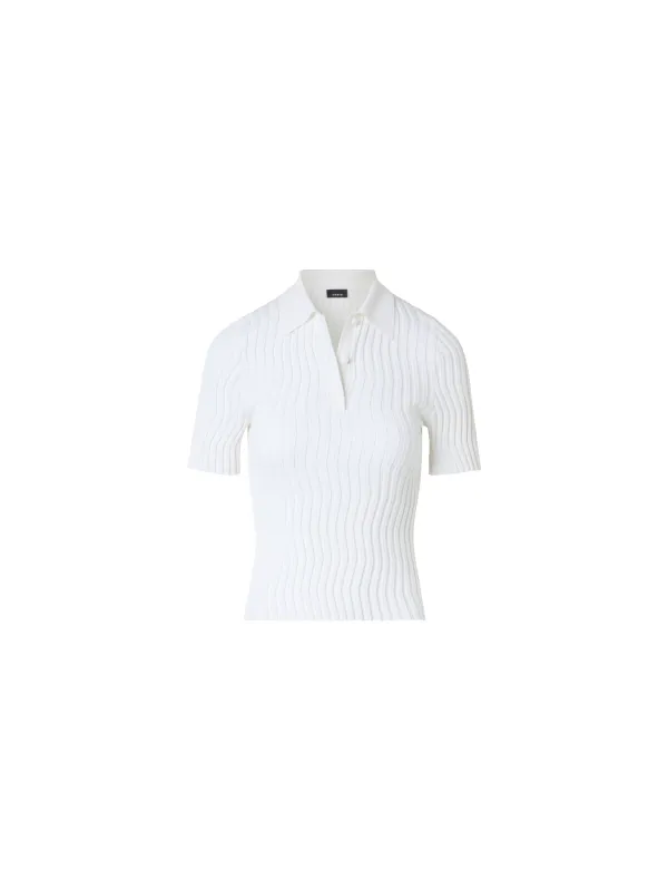 Fitted Stretch Cotton Silk Knit Polo made by Akris