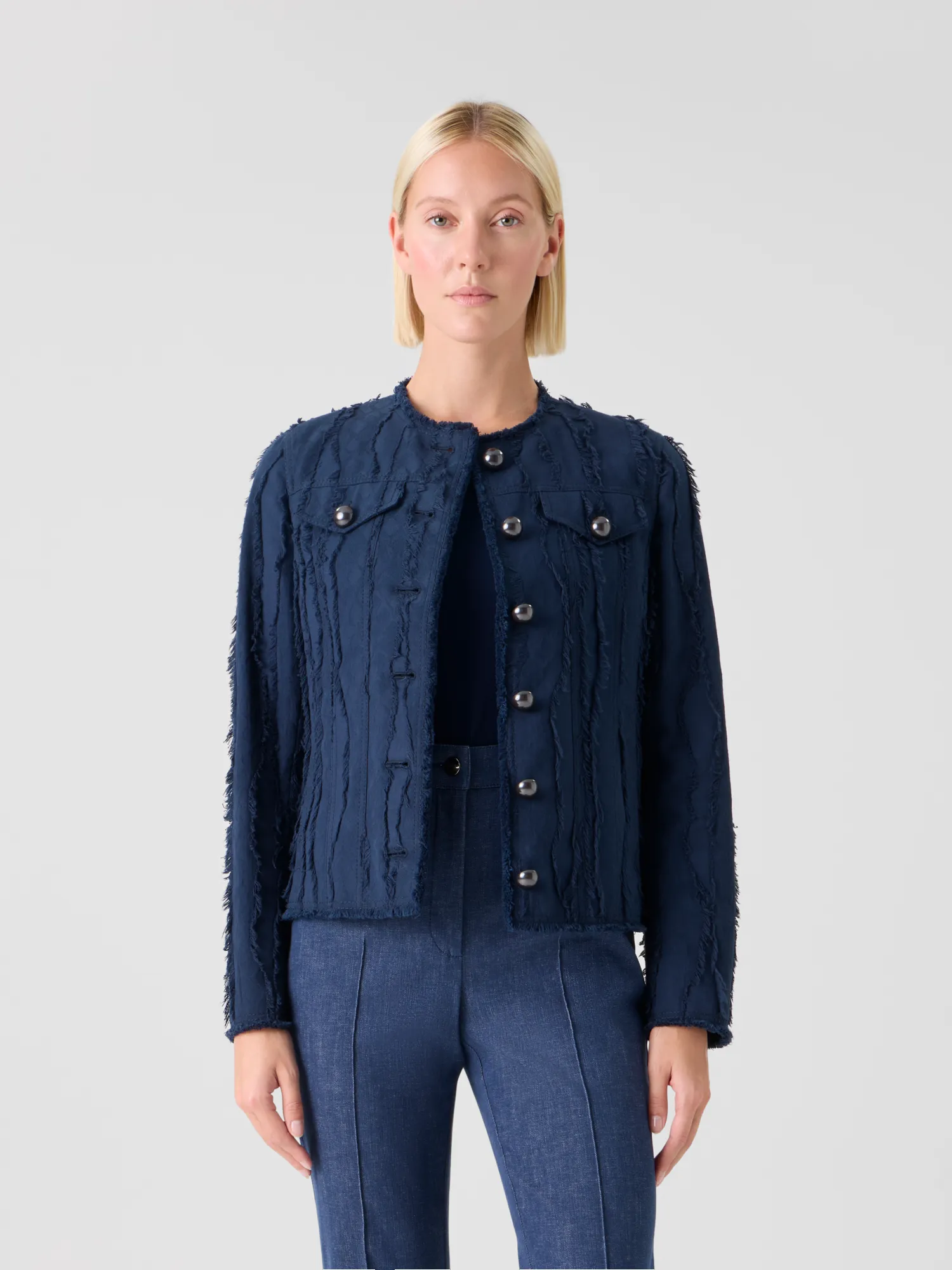 Fringed Wave Jacquard Cotton Jacket sold by Akris product image thumbnail 2