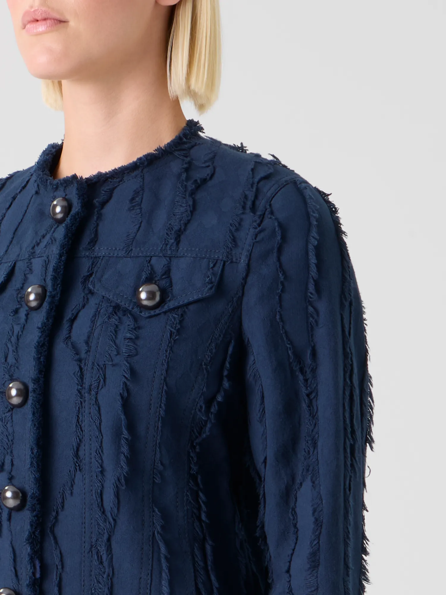 Fringed Wave Jacquard Cotton Jacket sold by Akris product image thumbnail 3
