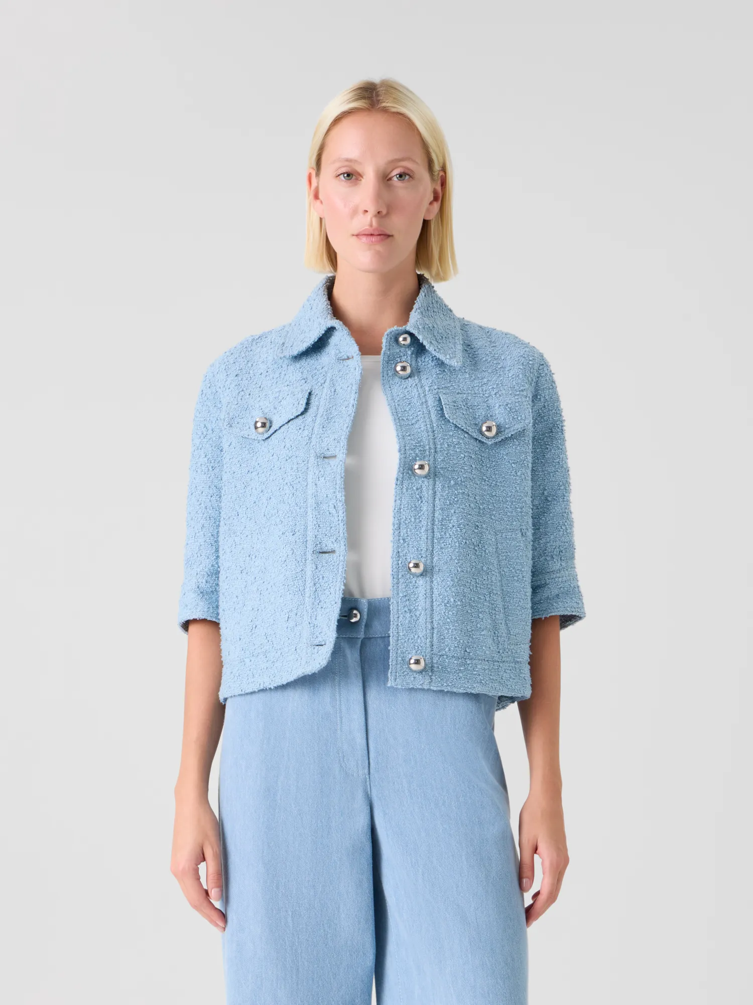 Short Bouclé Cotton Summer Jacket sold by Akris product image thumbnail 2