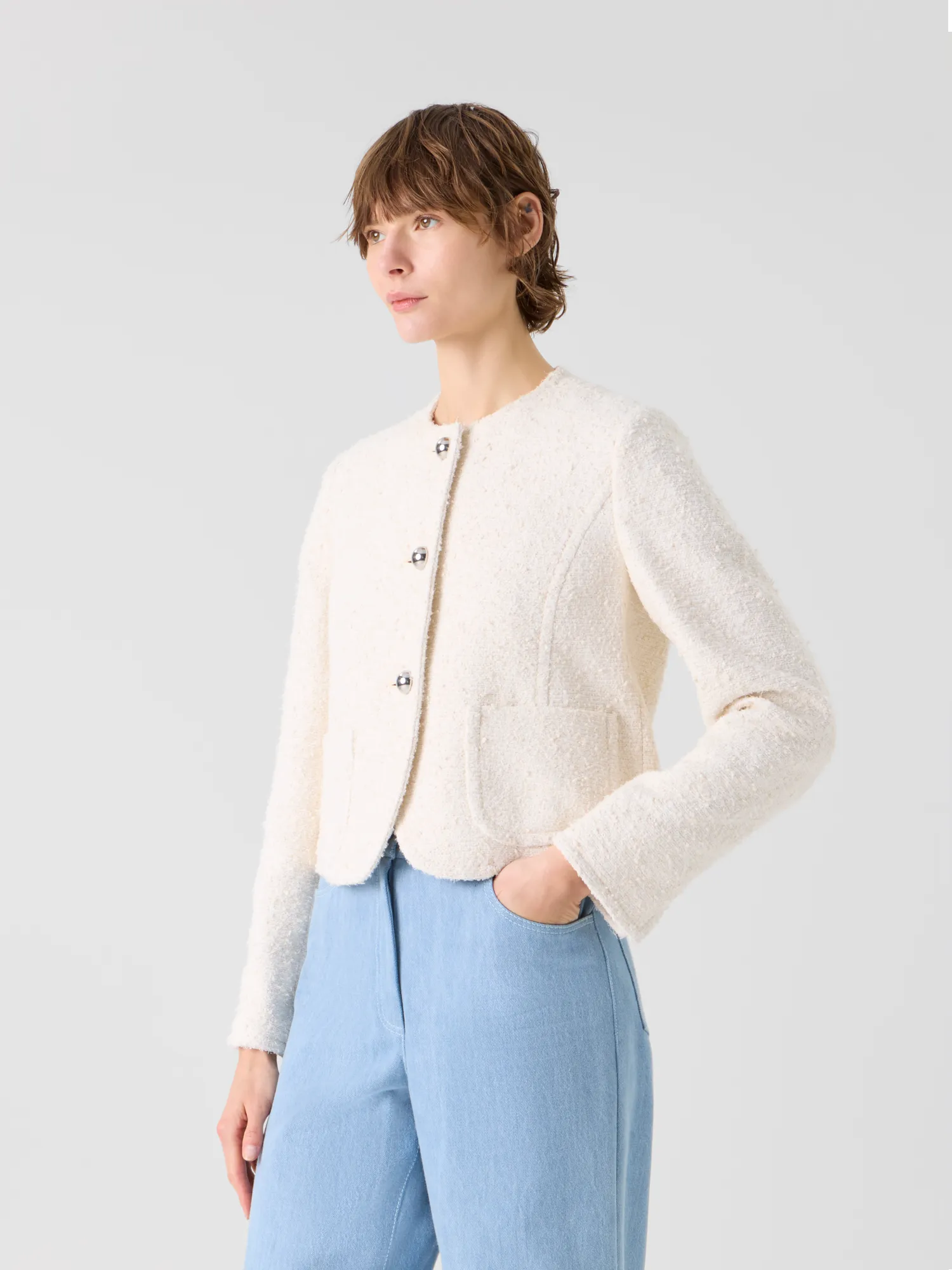 Boxy Bouclé Cotton Summer Jacket sold by Akris product image thumbnail 2