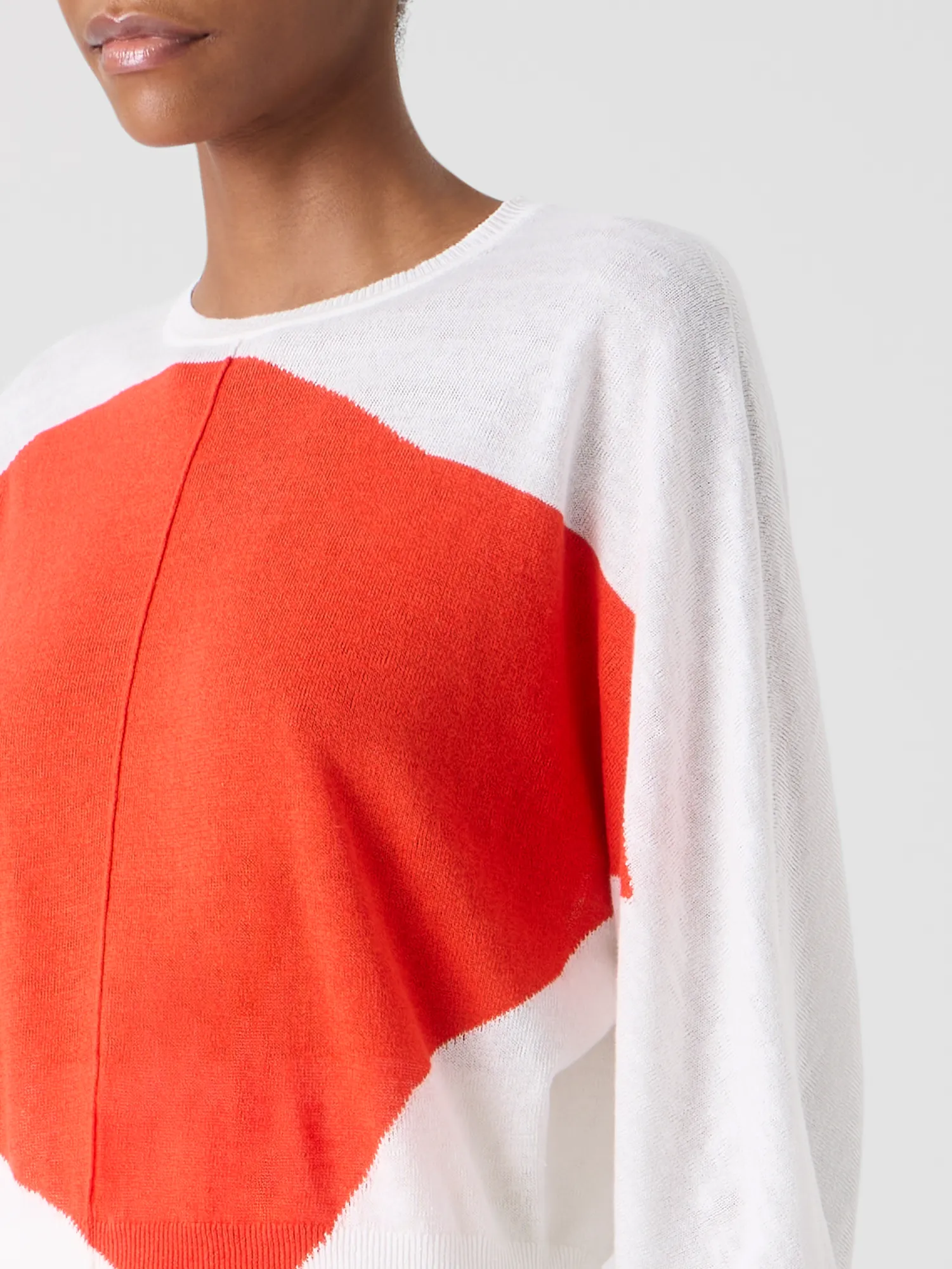 Oversize Linen Cotton Sweater with Polygon Intarsia sold by Akris product image thumbnail 4