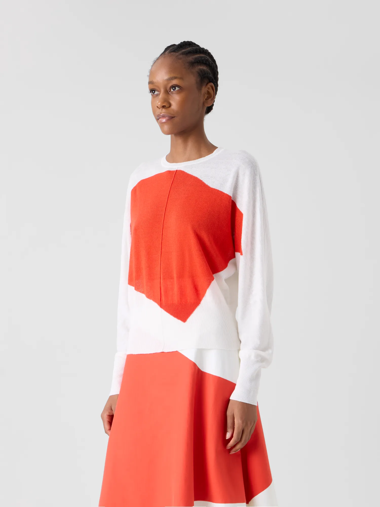 Oversize Linen Cotton Sweater with Polygon Intarsia sold by Akris product image thumbnail 5