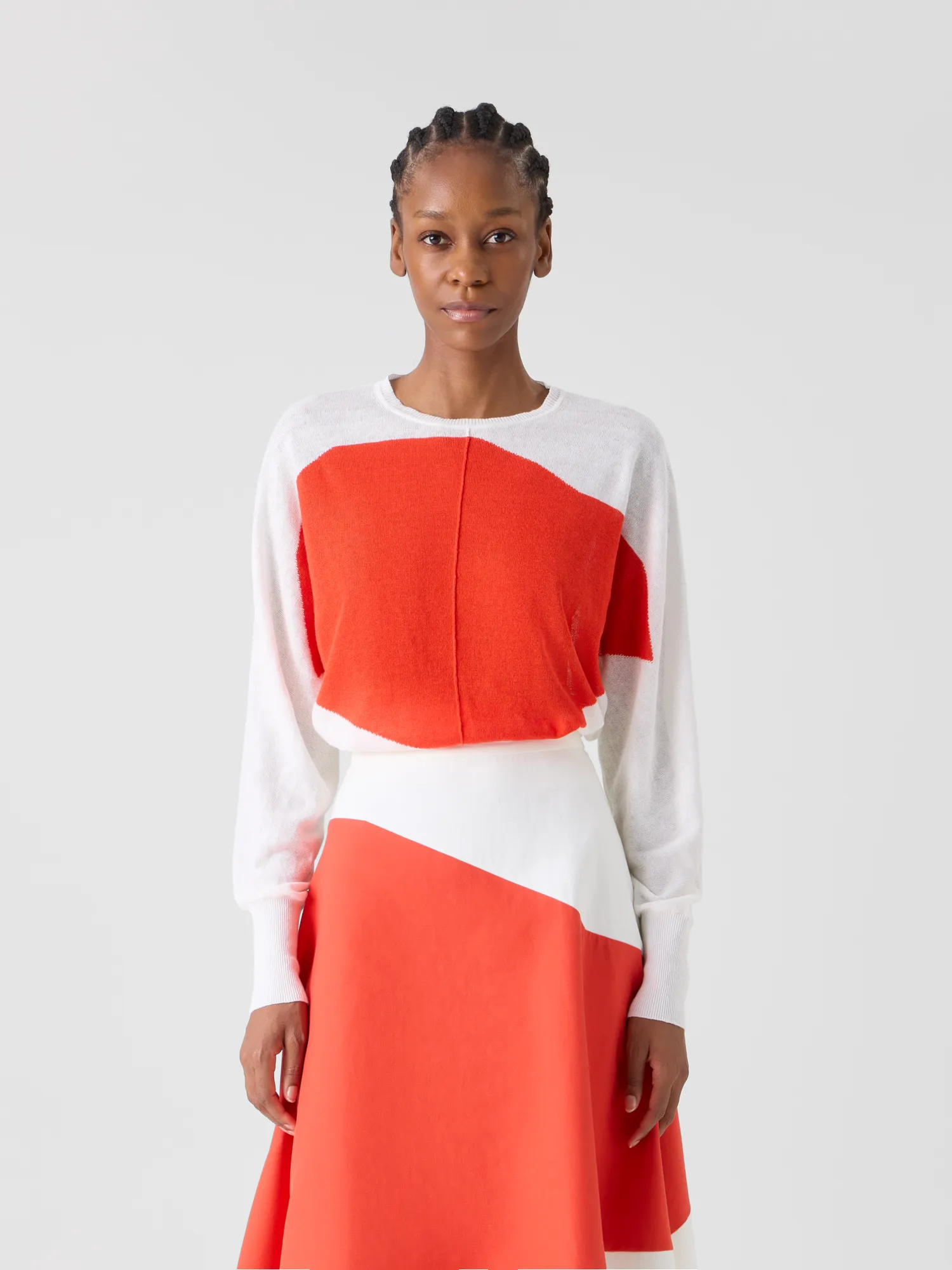 Oversize Linen Cotton Sweater with Polygon Intarsia sold by Akris product image thumbnail 2
