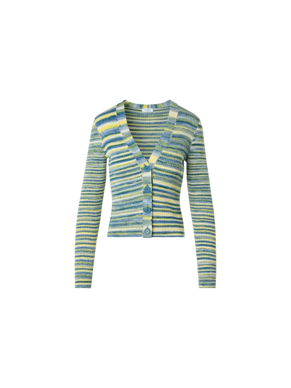 Space-Dye Rib Merino Wool Knit Cardigan made by Akris