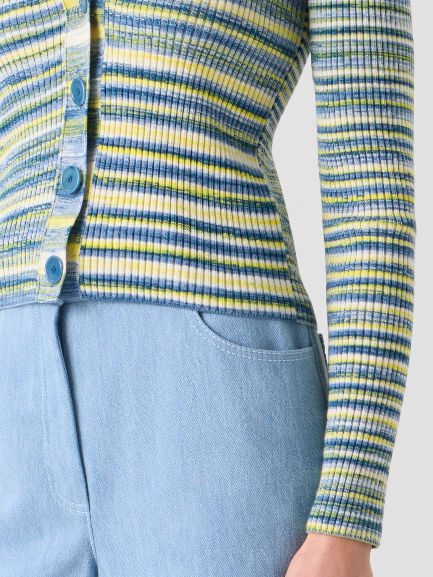 Space-Dye Rib Merino Wool Knit Cardigan sold by Akris product image thumbnail 5