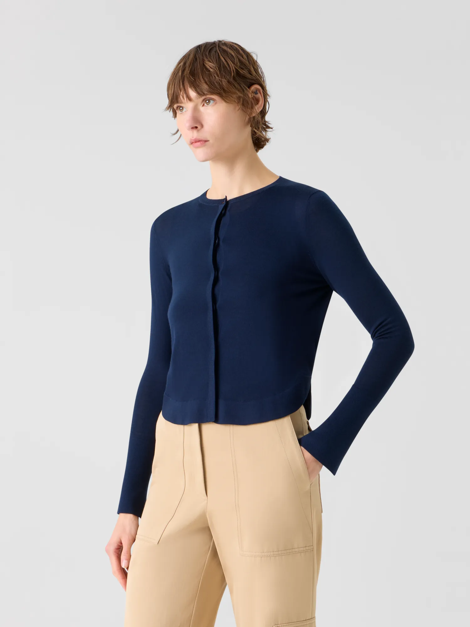 Lightweight Merino Wool Knit Cardigan sold by Akris product image thumbnail 4