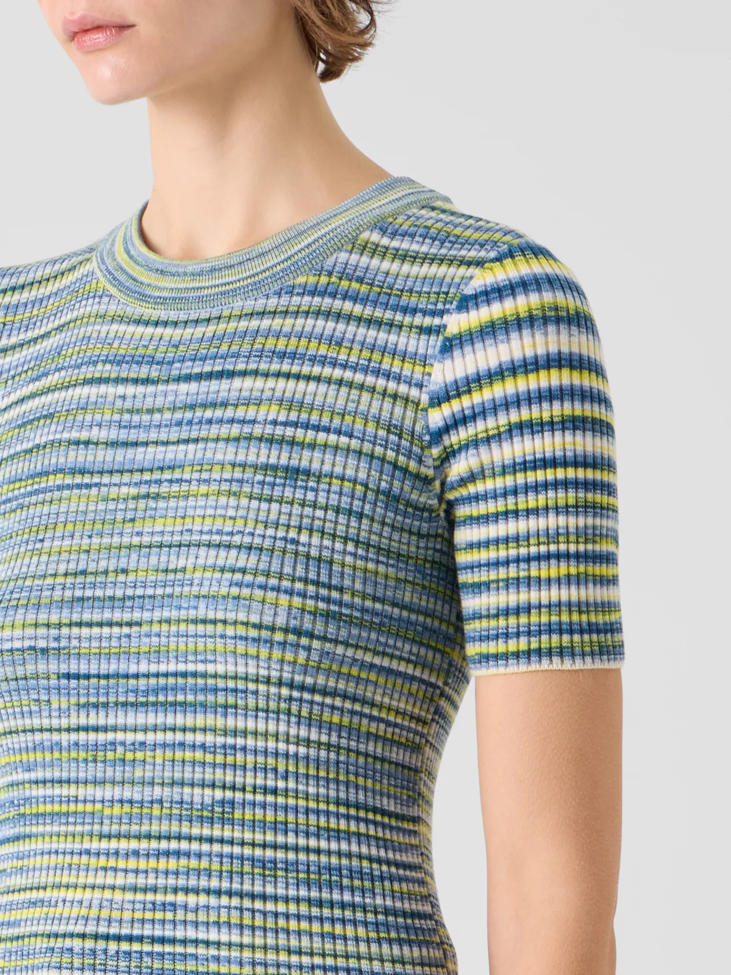 Fitted Space-Dye Merino Rib Knit Top sold by Akris product image thumbnail 4