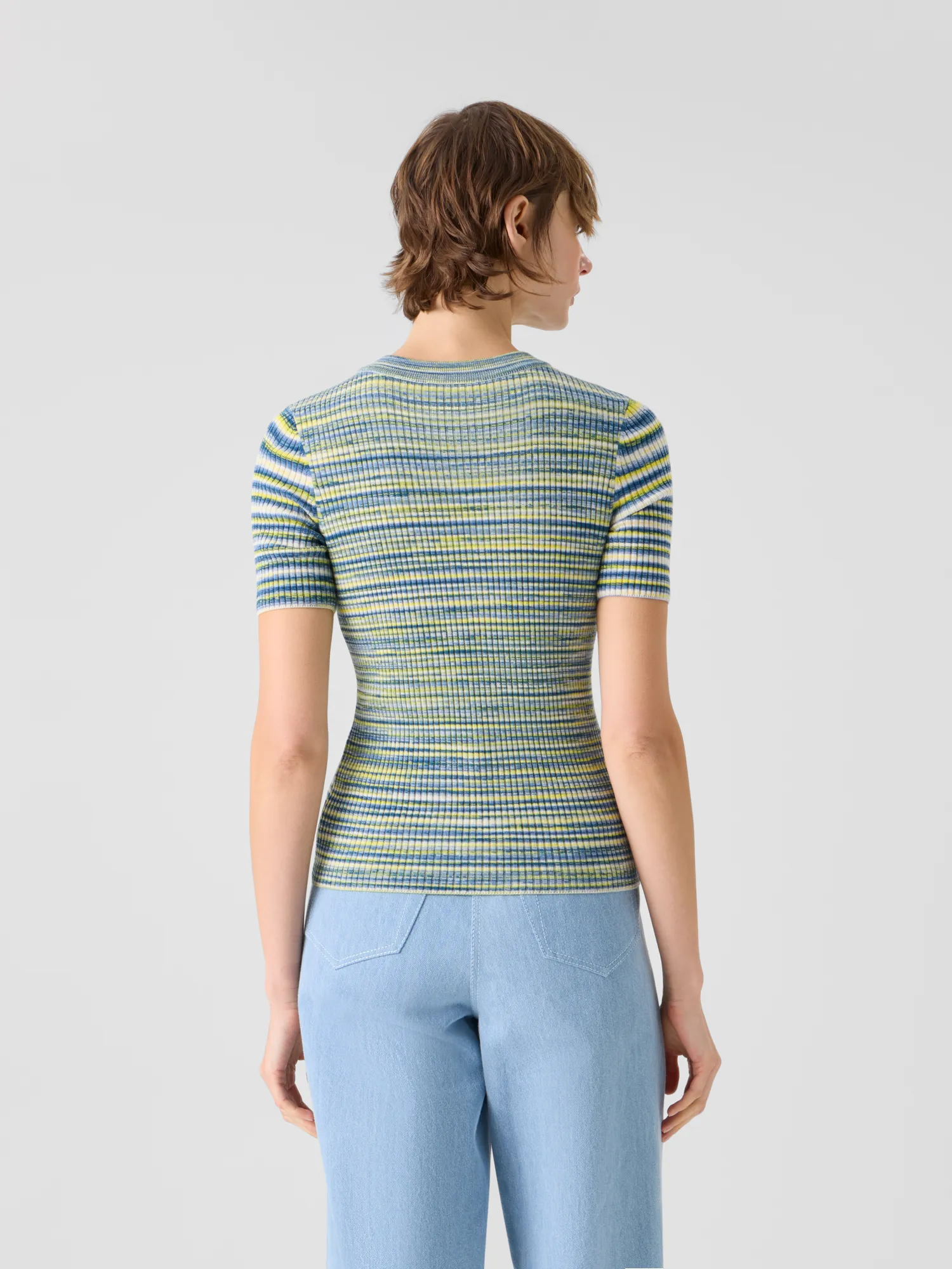 Fitted Space-Dye Merino Rib Knit Top sold by Akris product image thumbnail 5