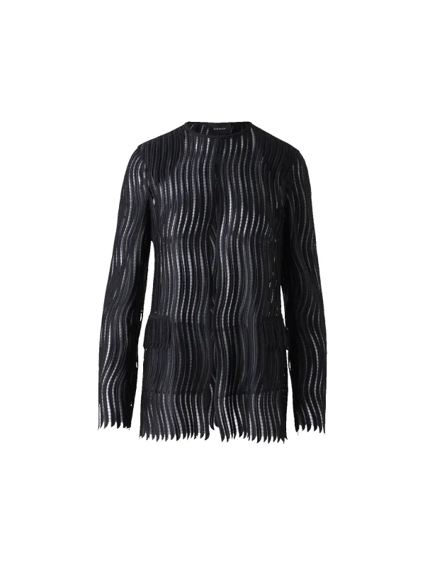 Hekka Long Sheer Wave Guipure Jacket made by Akris