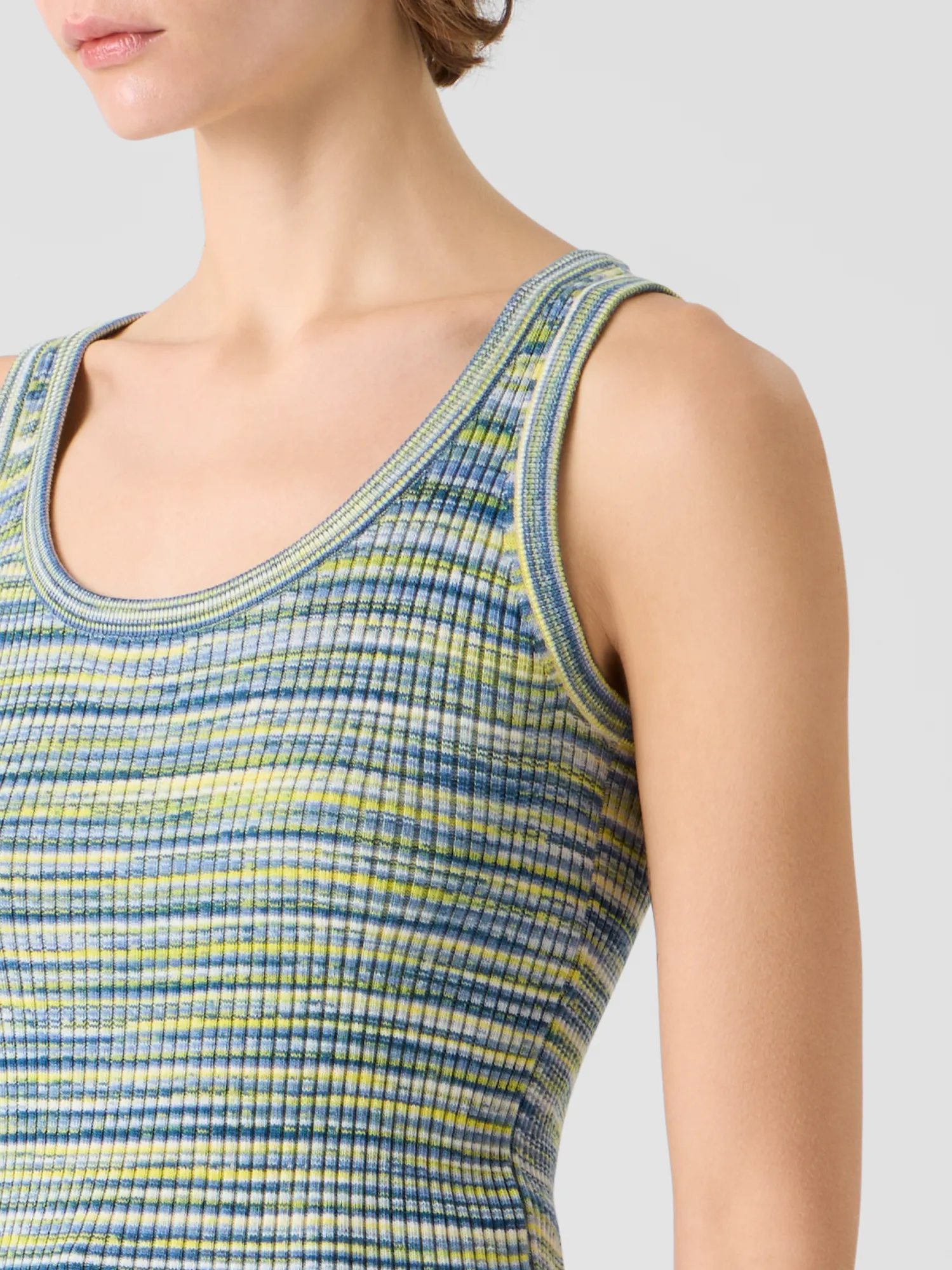 Fitted Scoop Neck Space-Dye Merino Rib Knit Tank sold by Akris product image thumbnail 4