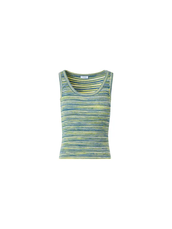 Fitted Scoop Neck Space-Dye Merino Rib Knit Tank made by Akris