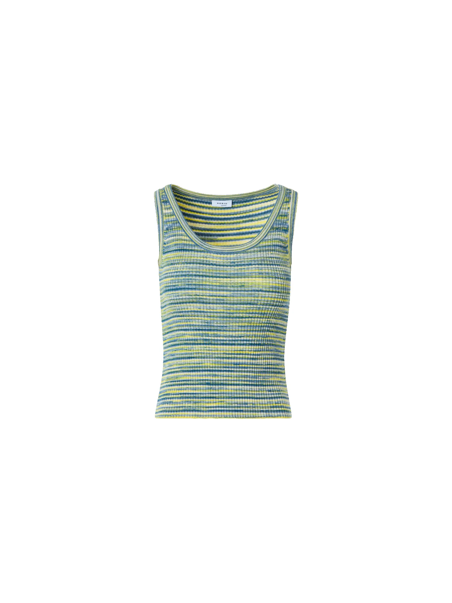 Fitted Scoop Neck Space-Dye Merino Rib Knit Tank sold by Akris