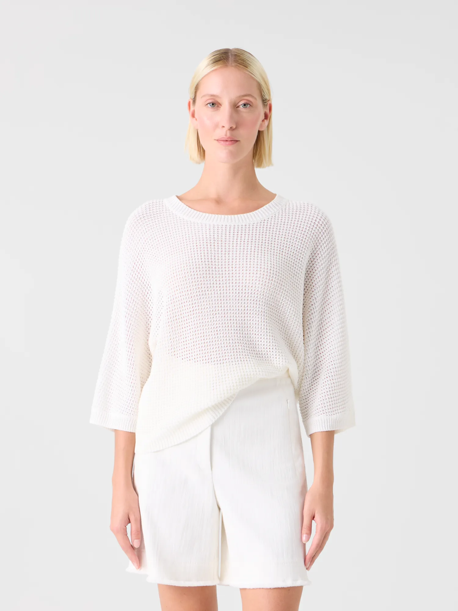 Relaxed Linen-Cotton Boxy Knit Sweater sold by Akris product image thumbnail 2