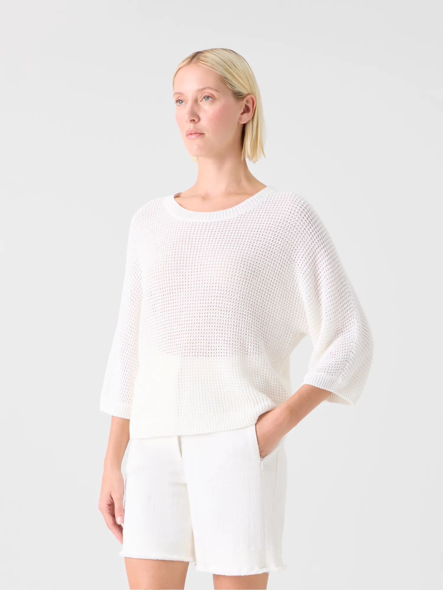 Relaxed Linen-Cotton Boxy Knit Sweater sold by Akris product image thumbnail 3