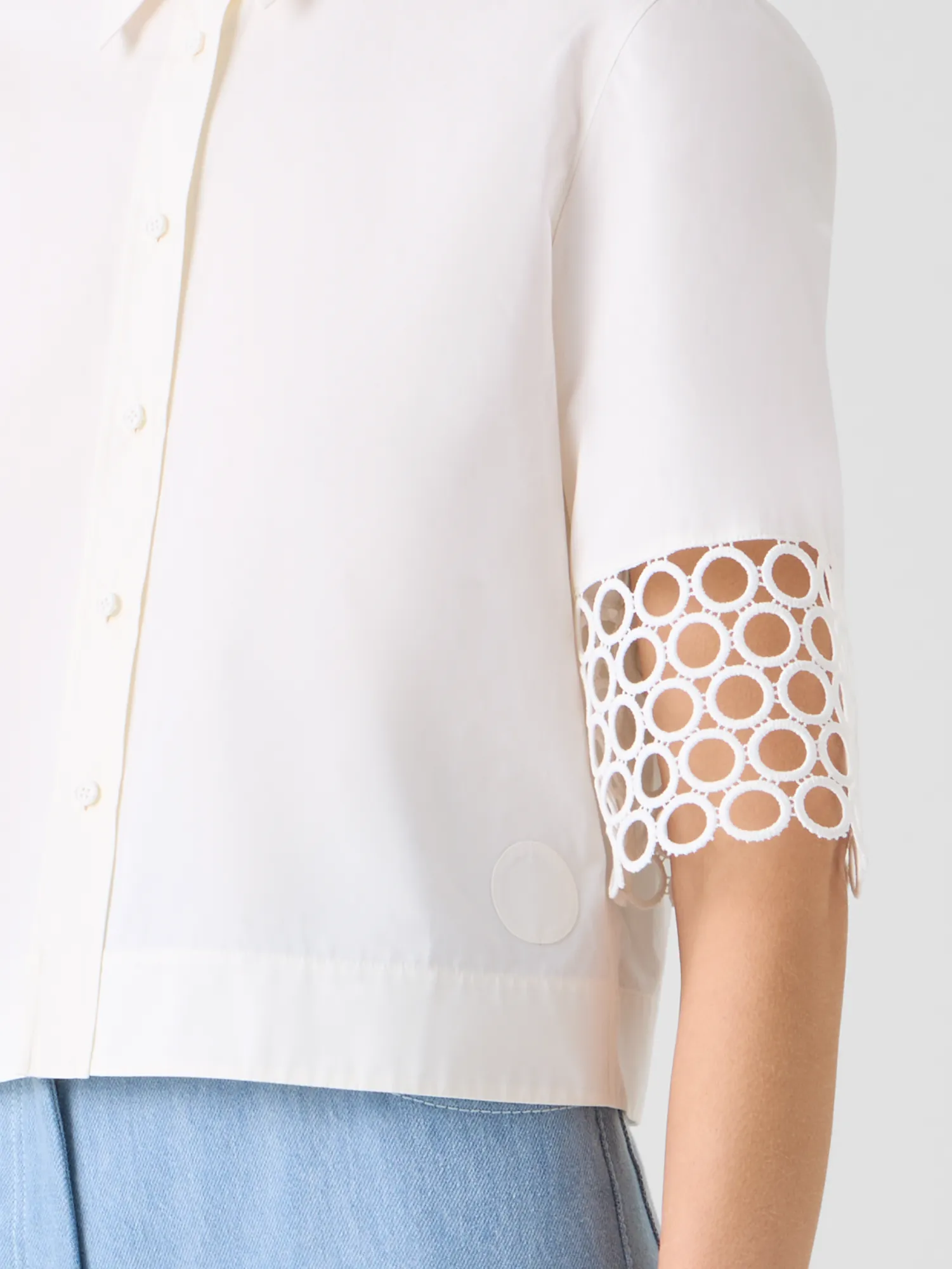 Cotton Boxy Blouse with Eyelet Guipure sold by Akris product image thumbnail 4