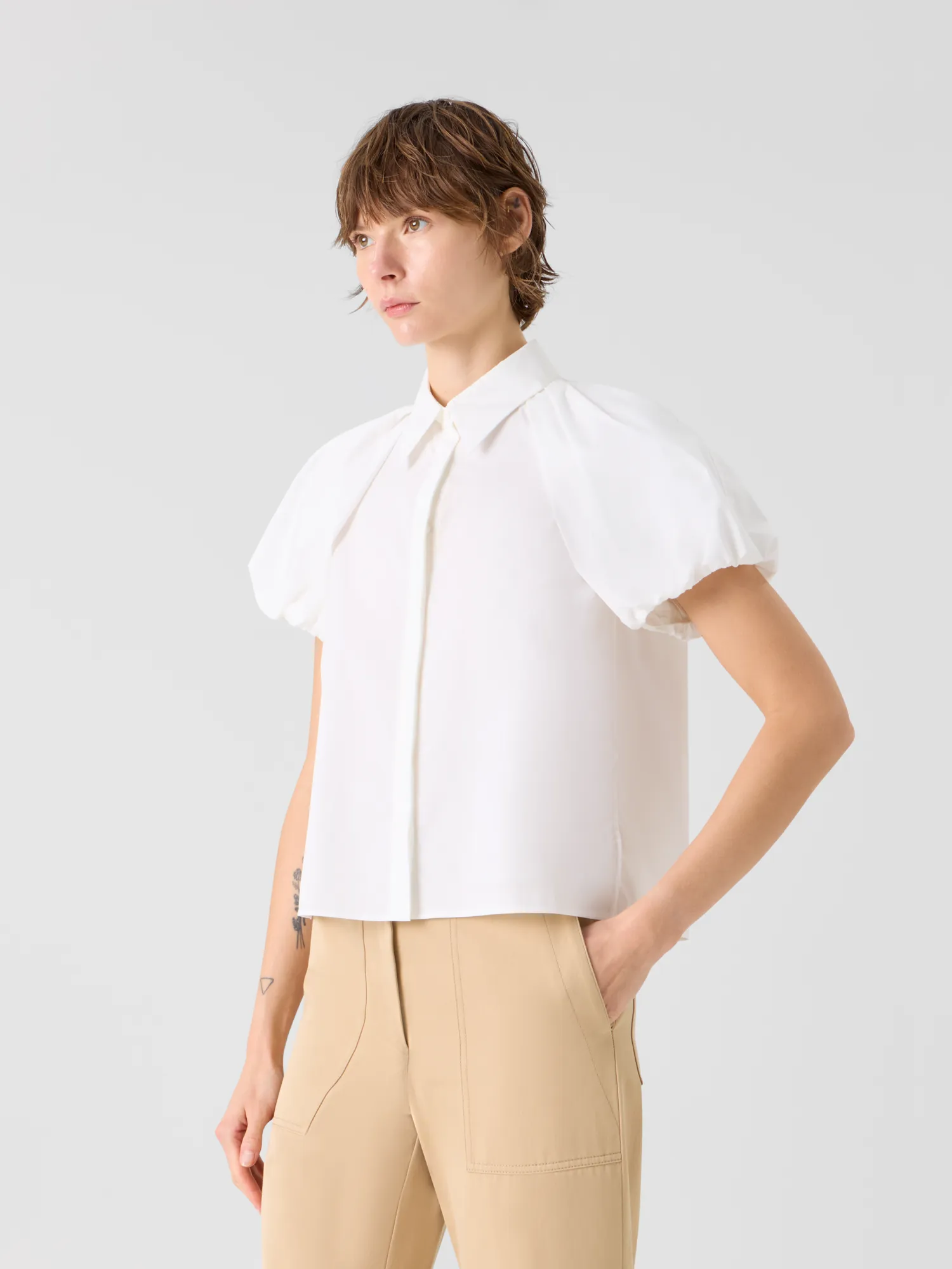 Cotton Poplin Blouse with Bubble Sleeves sold by Akris product image thumbnail 5