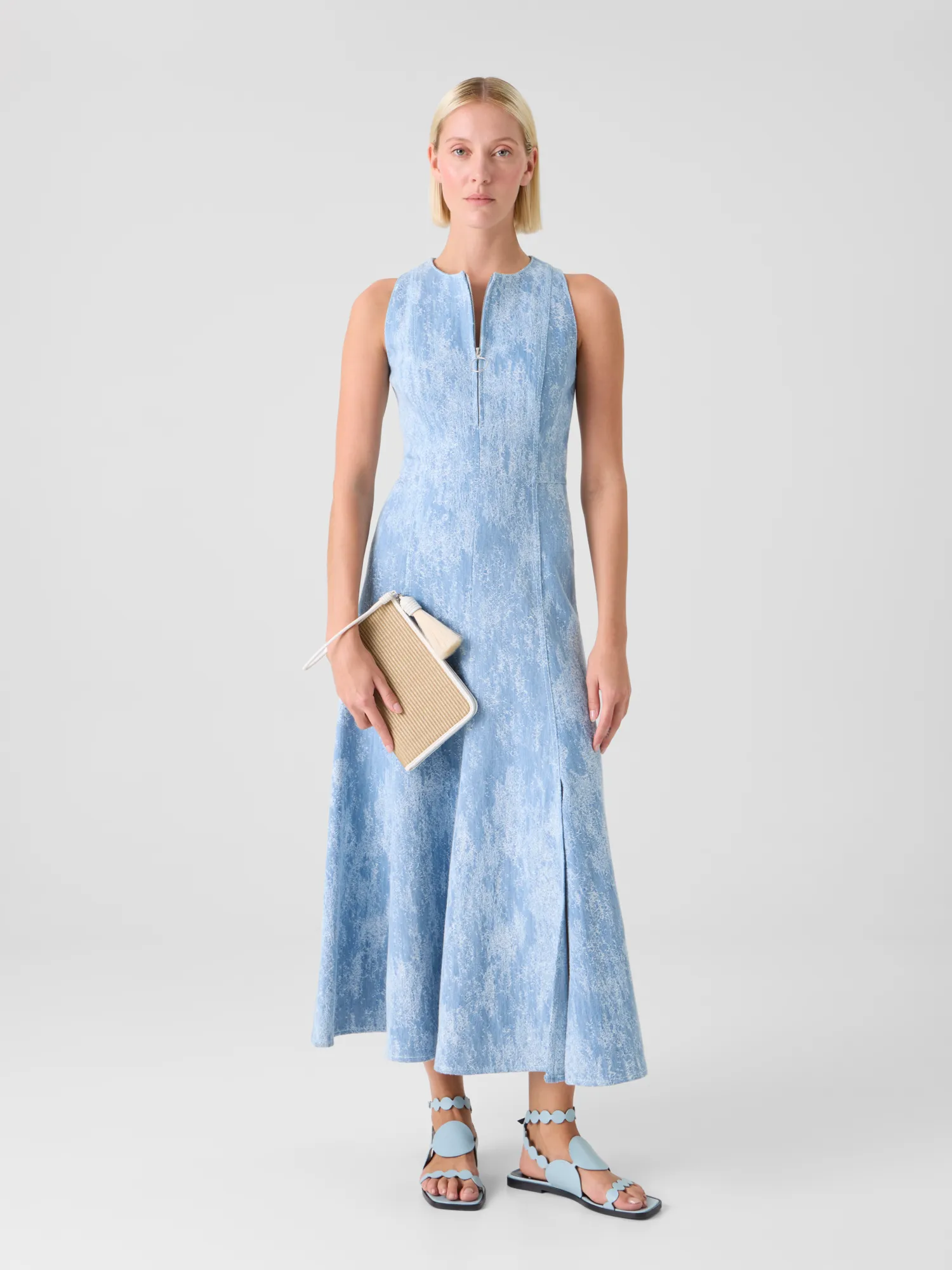 Fit-and-Flare Jacquard Denim Midi Dress sold by Akris product image thumbnail 2
