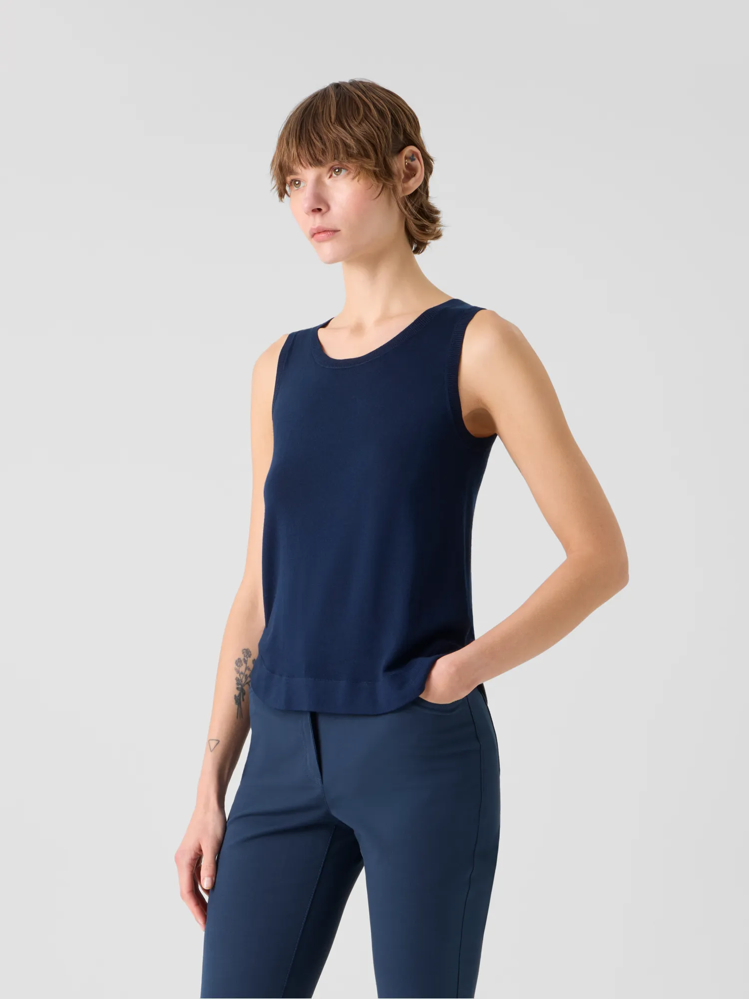 Boat Neck Lightweight Merino Wool Knit Top sold by Akris product image thumbnail 4