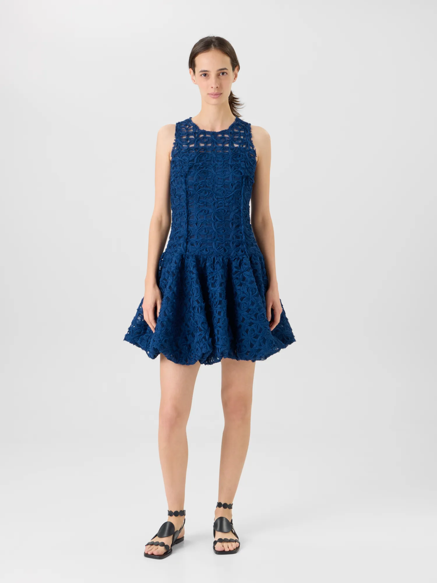 Flounced Mini Dress in 3D Scribble Tulle sold by Akris product image thumbnail 2