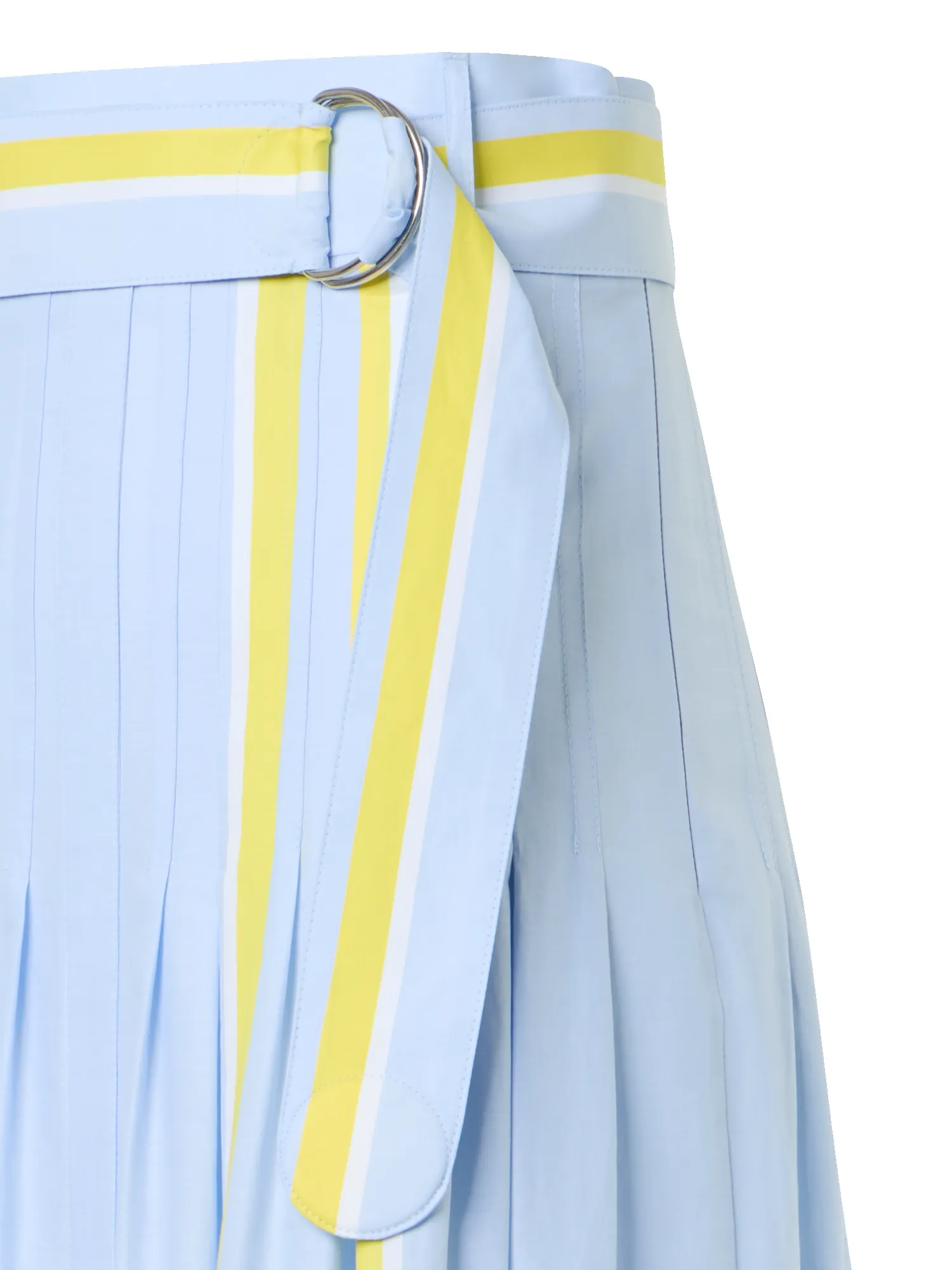 Pleated Striped Cotton Chambray Midi Skirt with Belt sold by Akris product image thumbnail 4