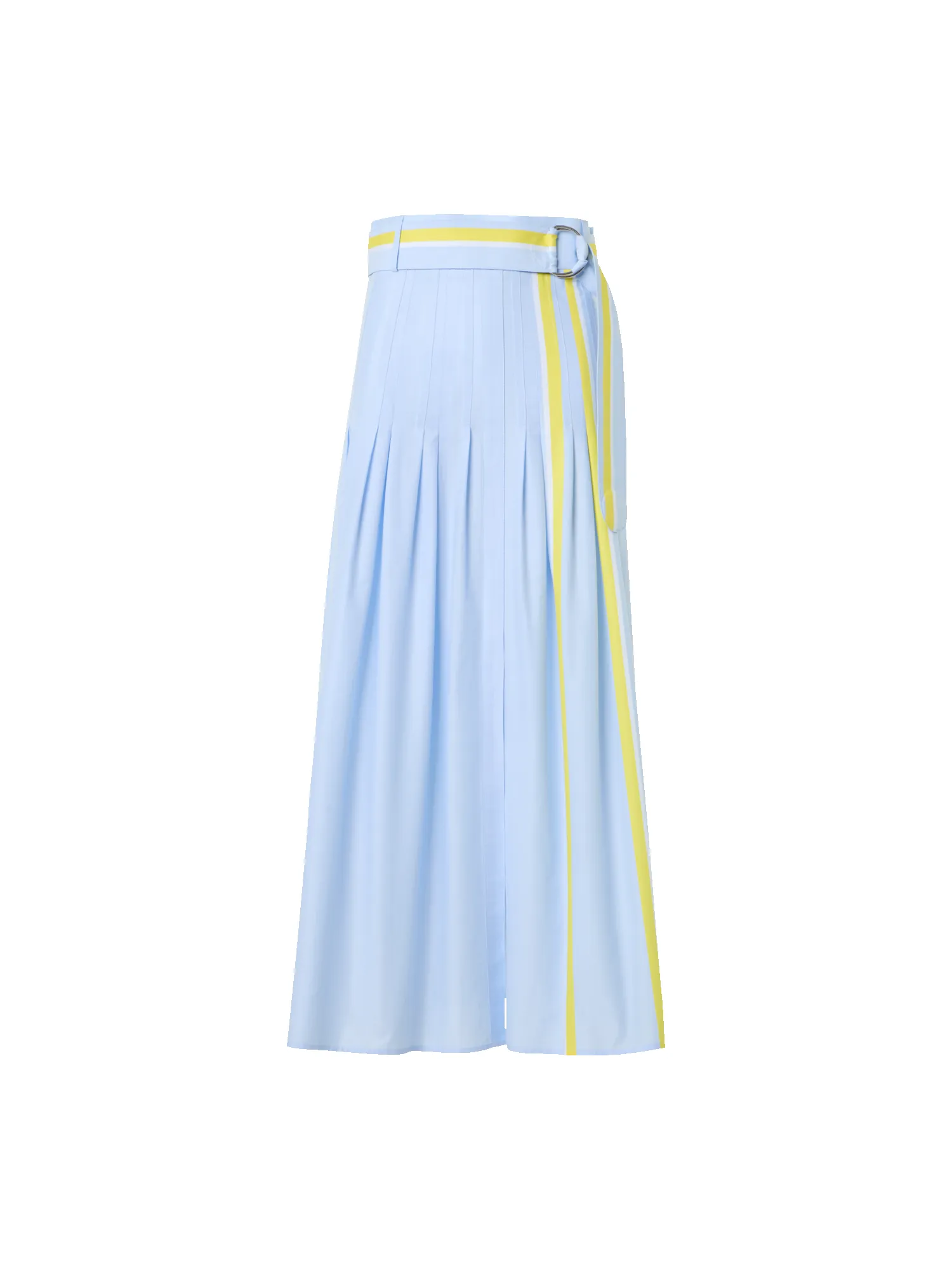 Pleated Striped Cotton Chambray Midi Skirt with Belt sold by Akris