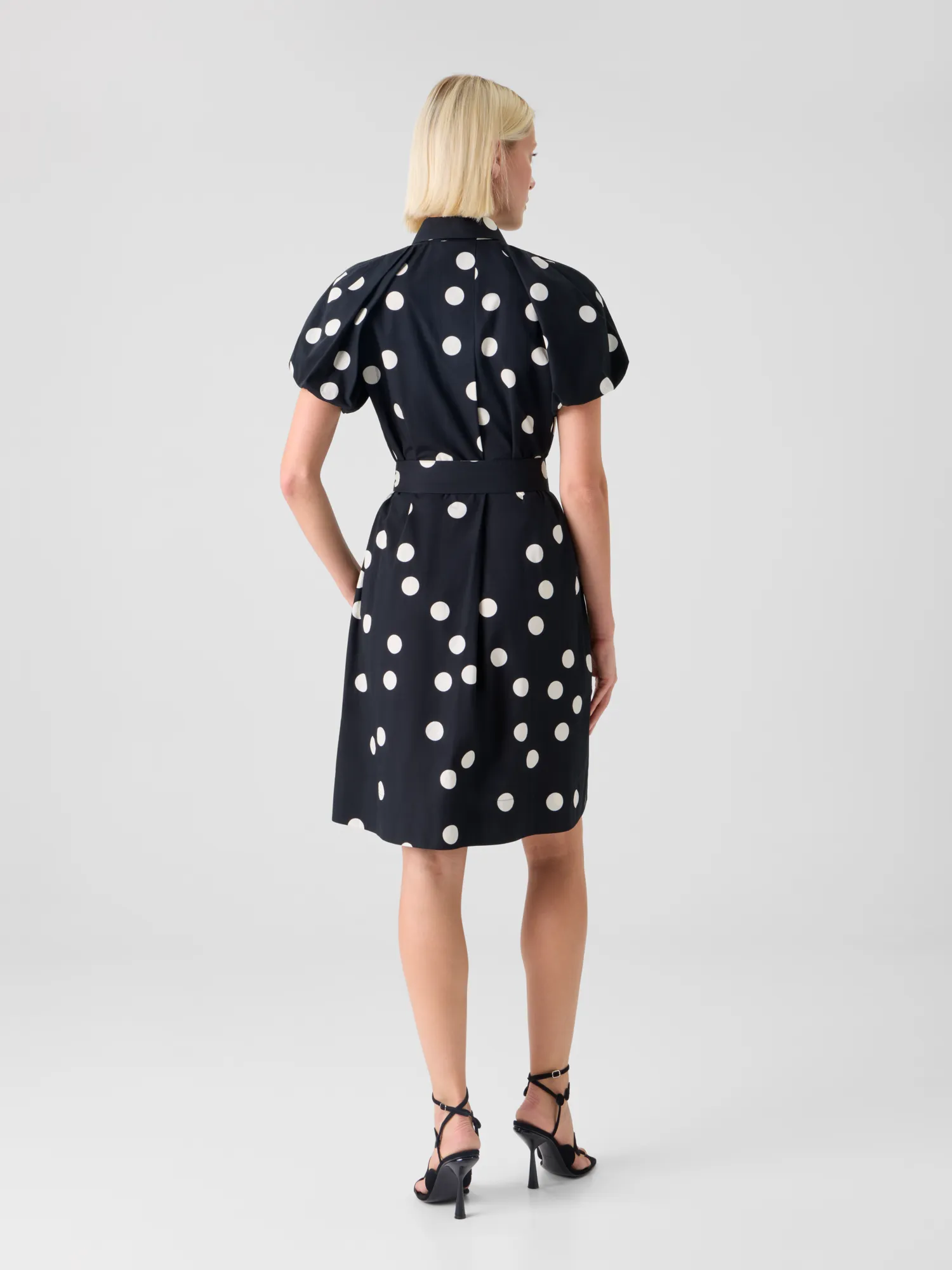 Polka Dot Cotton Shirt Dress with Puff Sleeves sold by Akris product image thumbnail 5