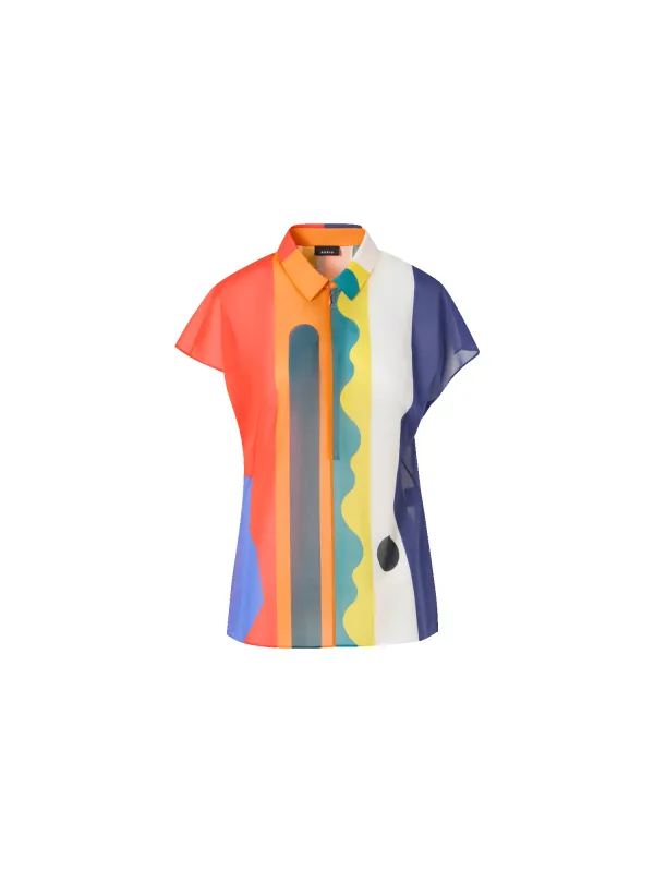 Cotton Tunic Blouse with Paravent Print made by Akris