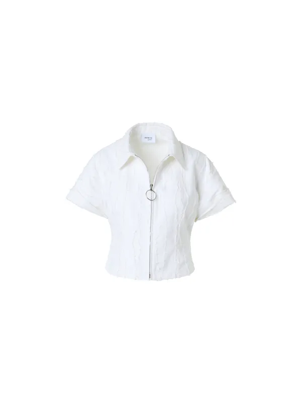 Fringed Wave Jacquard Short Jacket made by Akris Punto