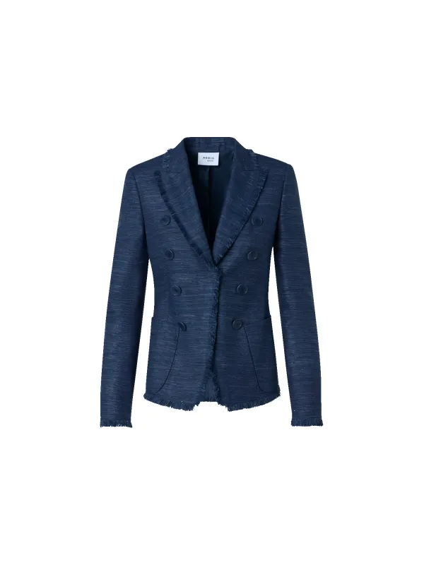 Fringed Indian Silk Double-Breasted Jacket made by Akris Punto