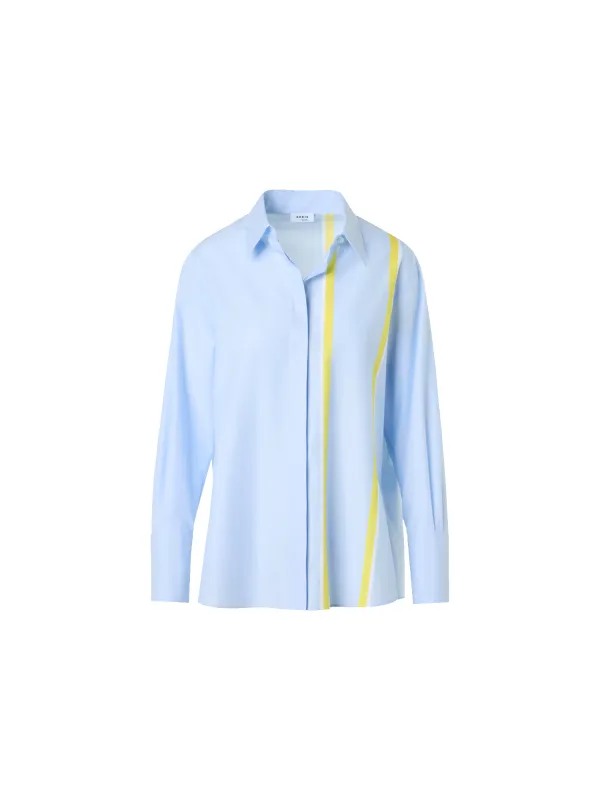Striped Cotton Chambré Shirt Blouse made by Akris Punto