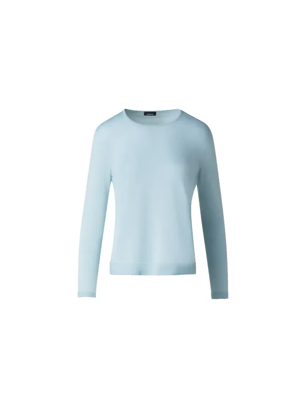 Seamless Crew Neck Sweater in Cashmere Silk made by Akris