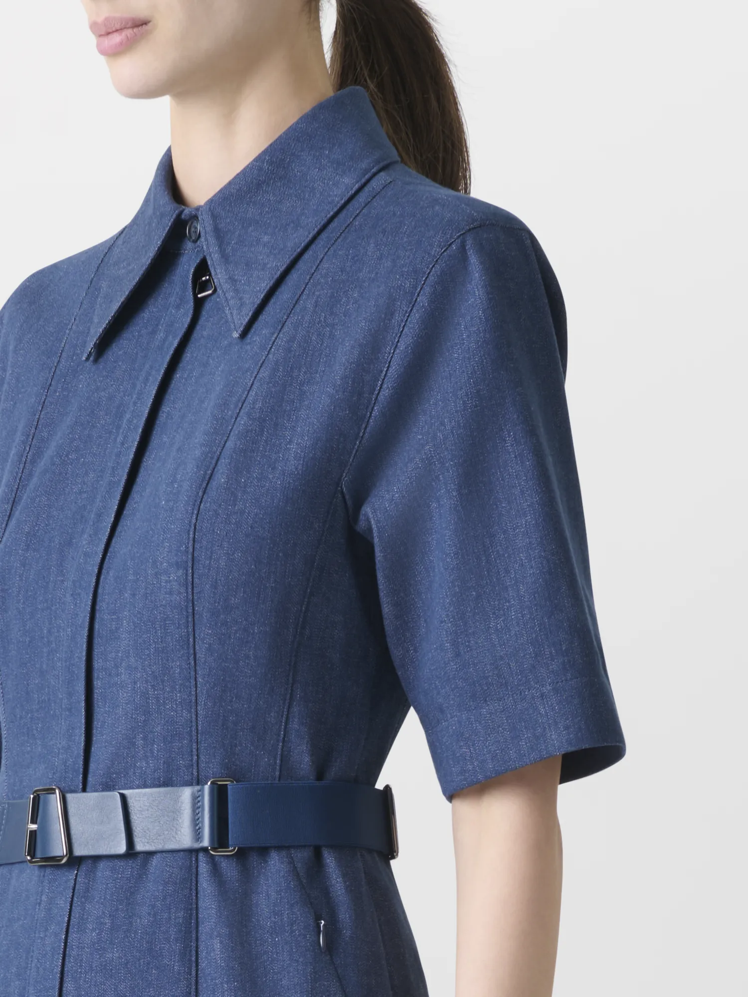 Short Sleeve Shirt Dress in Cotton Denim sold by Akris product image thumbnail 4