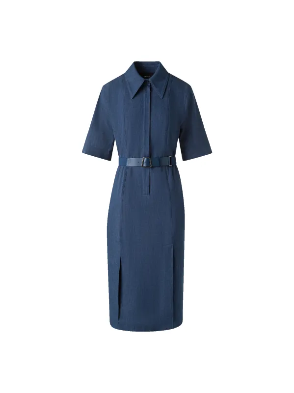 Short Sleeve Shirt Dress in Cotton Denim made by Akris