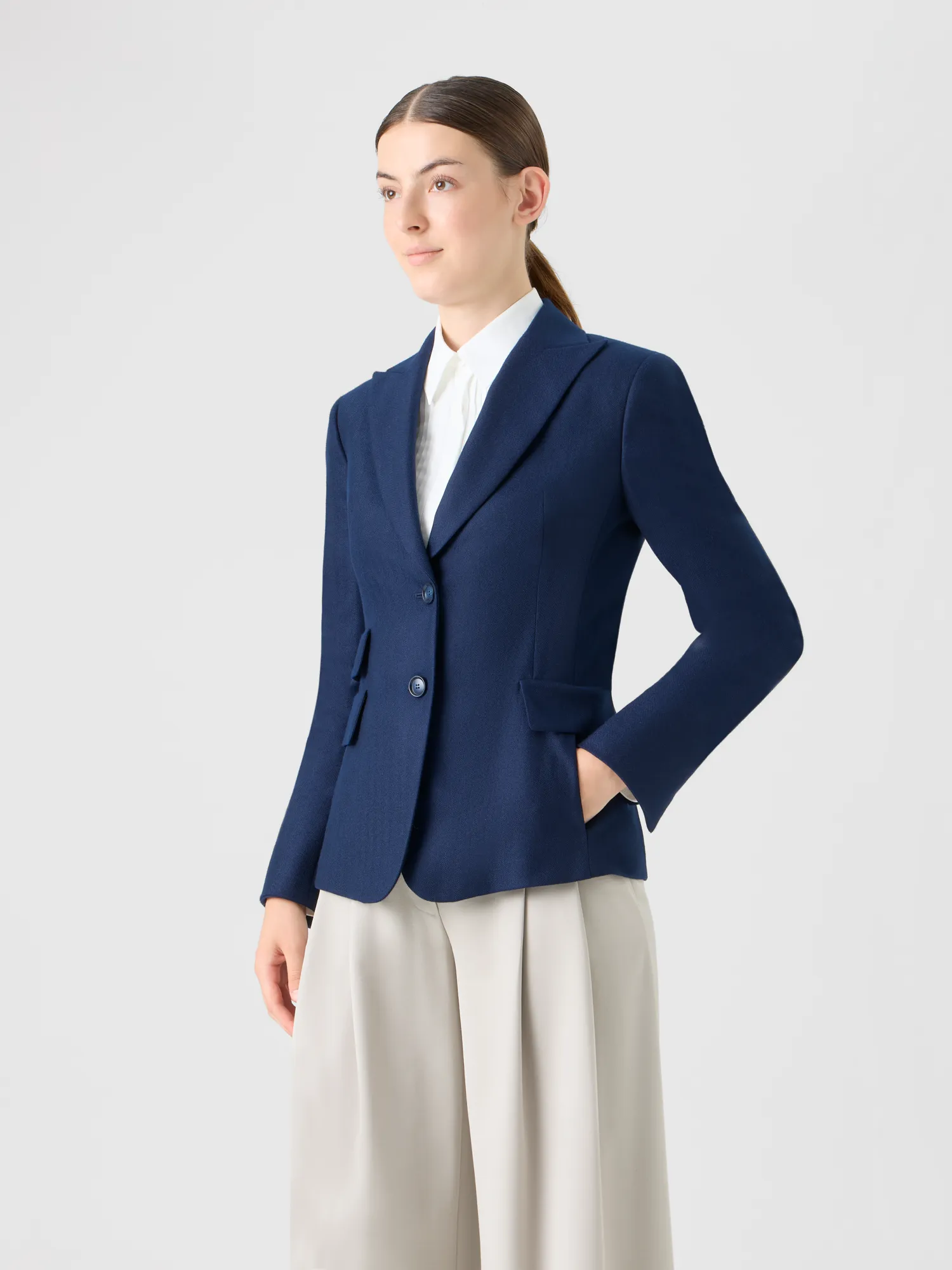 Cashmere Herringbone Two-Button Blazer sold by Akris product image thumbnail 4