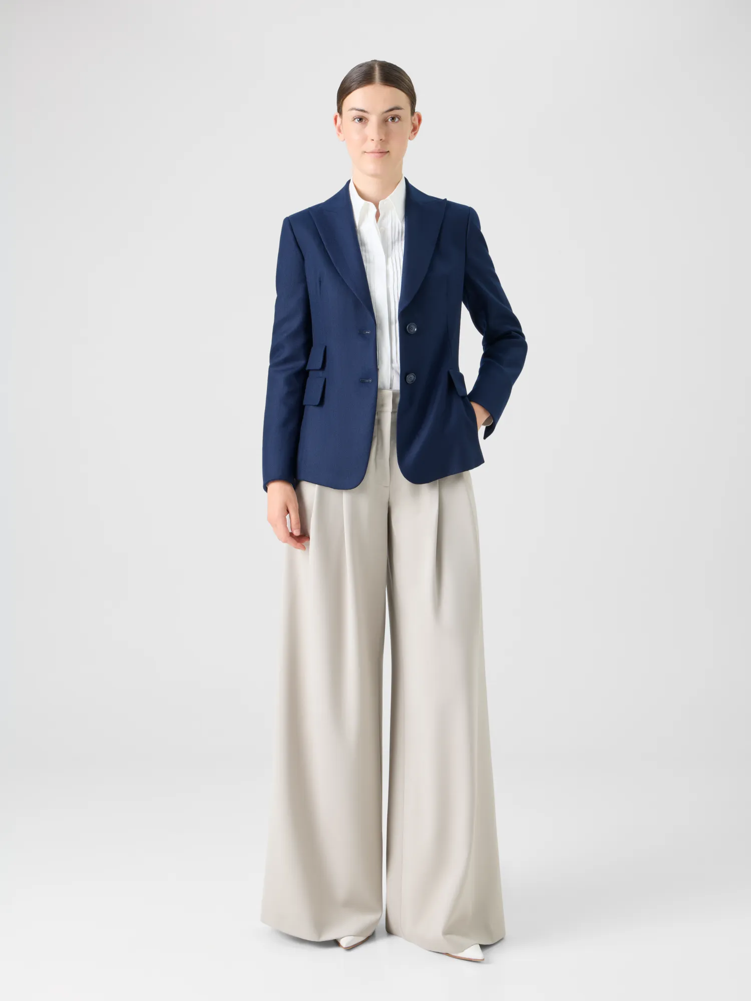 Cashmere Herringbone Two-Button Blazer sold by Akris product image thumbnail 2