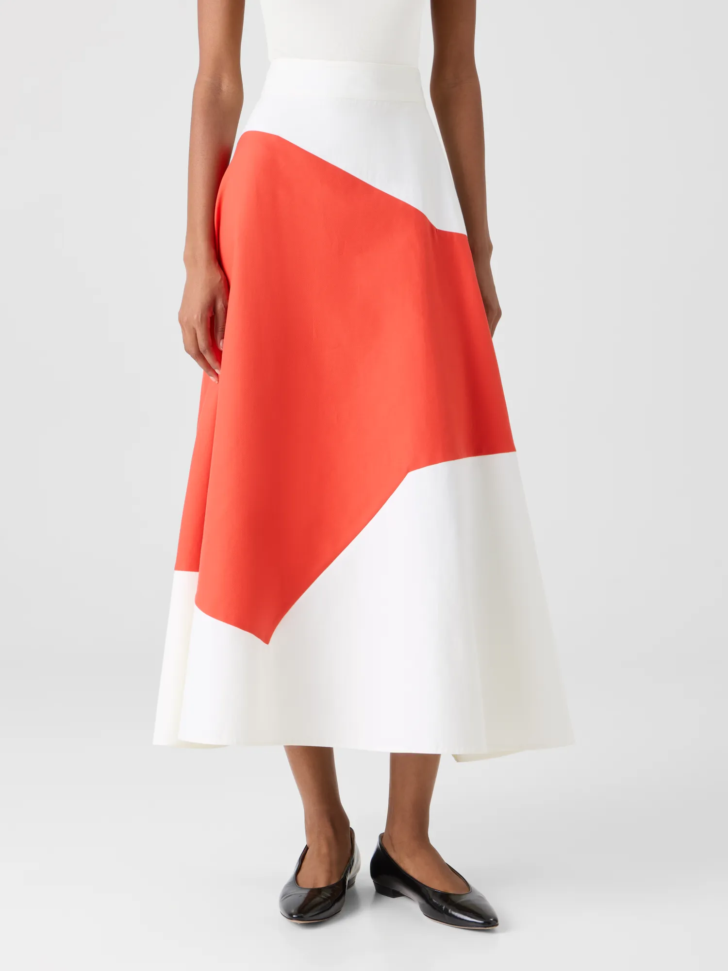 Flared Midi Skirt with Polygon Patchwork sold by Akris product image thumbnail 4