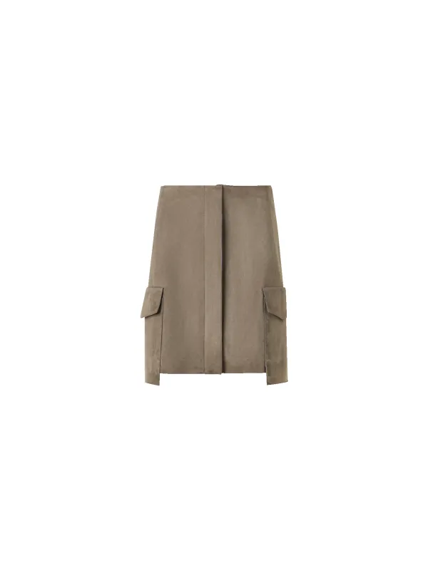 Suede Mini Skirt with Patch Pockets made by Akris