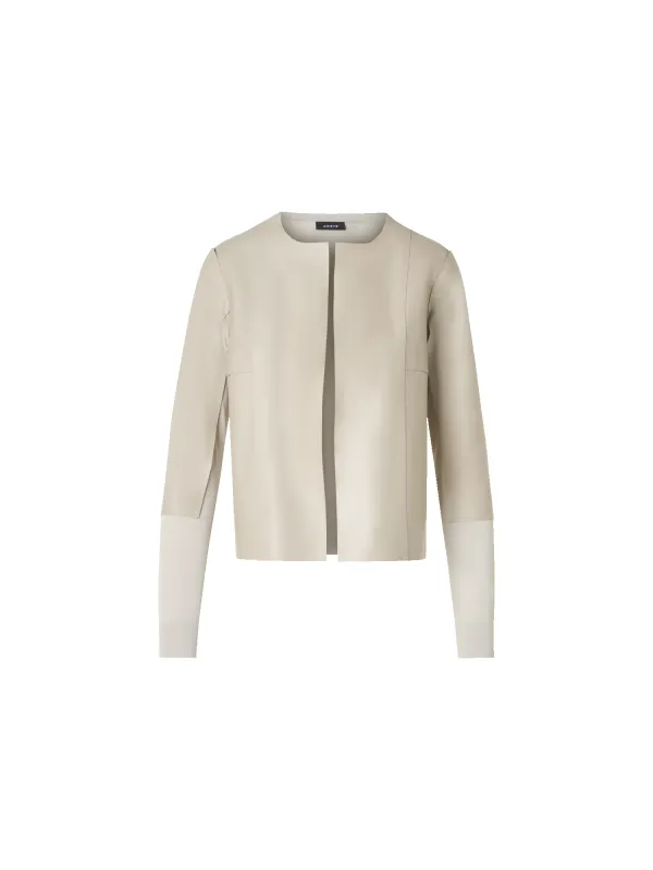 Leather Panel Knit Cardigan with Sheer Back made by Akris