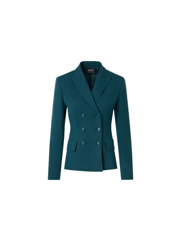 Hannah Fitted Double-Breasted Linen Wool Jacket made by Akris