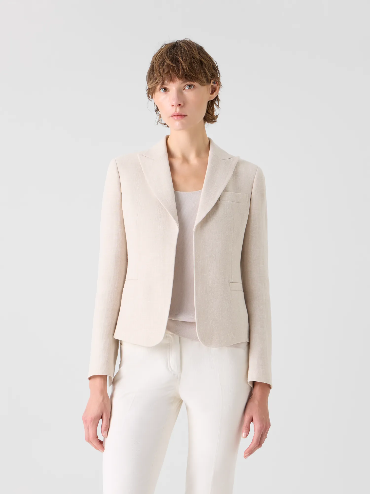 Deneuve Short Fitted Jacket in Linen Wool Double-Face sold by Akris product image thumbnail 2