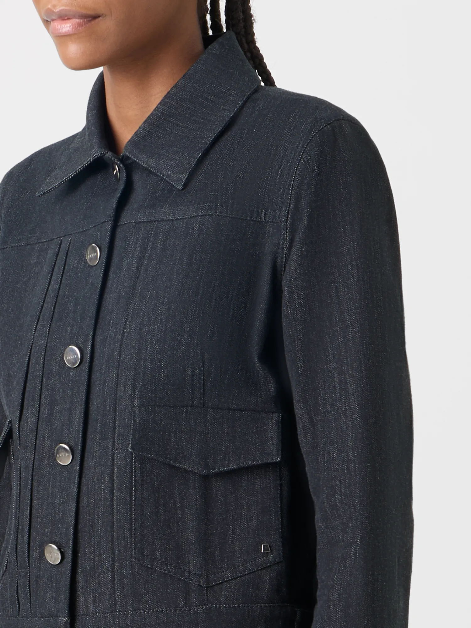 Hilbert Short Cotton Denim Jacket with Patch Pockets sold by Akris product image thumbnail 4