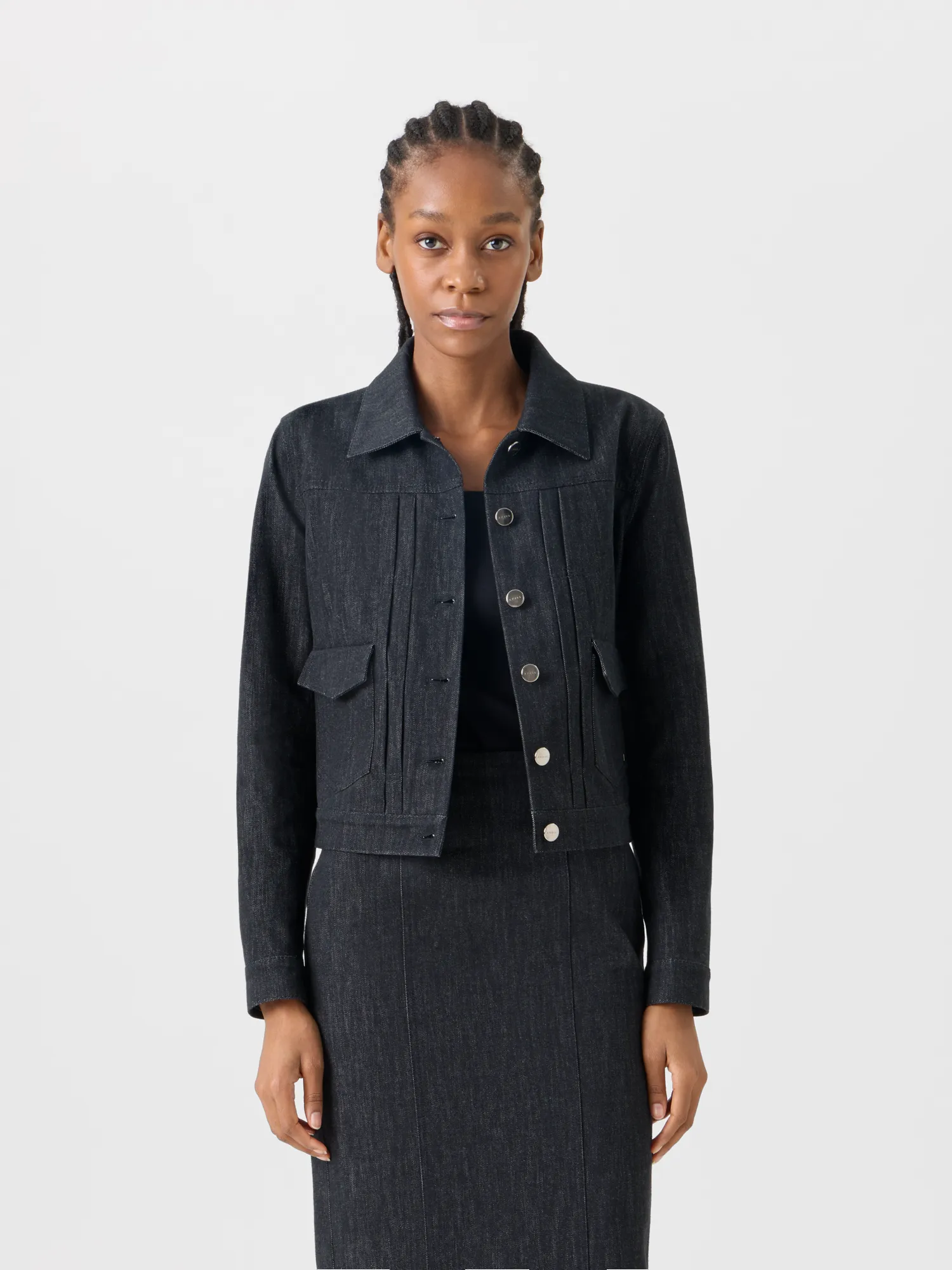Hilbert Short Cotton Denim Jacket with Patch Pockets sold by Akris product image thumbnail 2