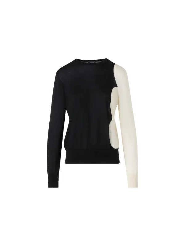 Long Sleeve Cashmere Silk Cloud Intarsia Sweater made by Akris