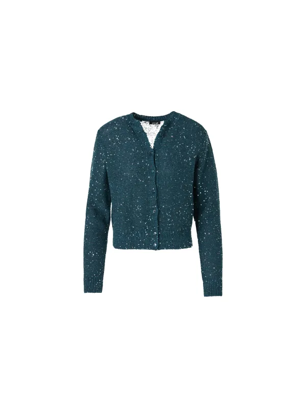 Linen Cotton Cardigan with Micro Sequins made by Akris