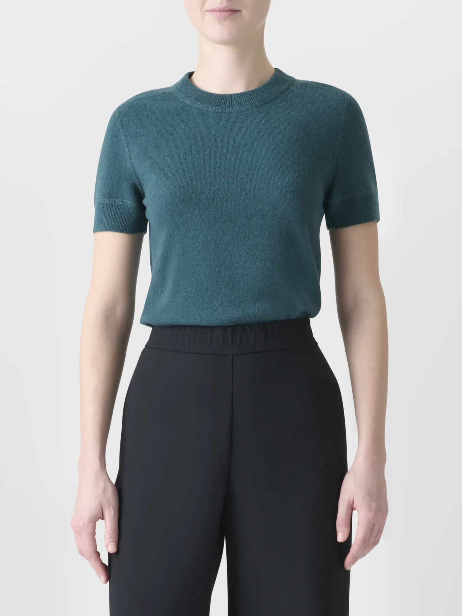 Short Sleeve Pure Cashmere Knit Sweater sold by Akris product image thumbnail 2