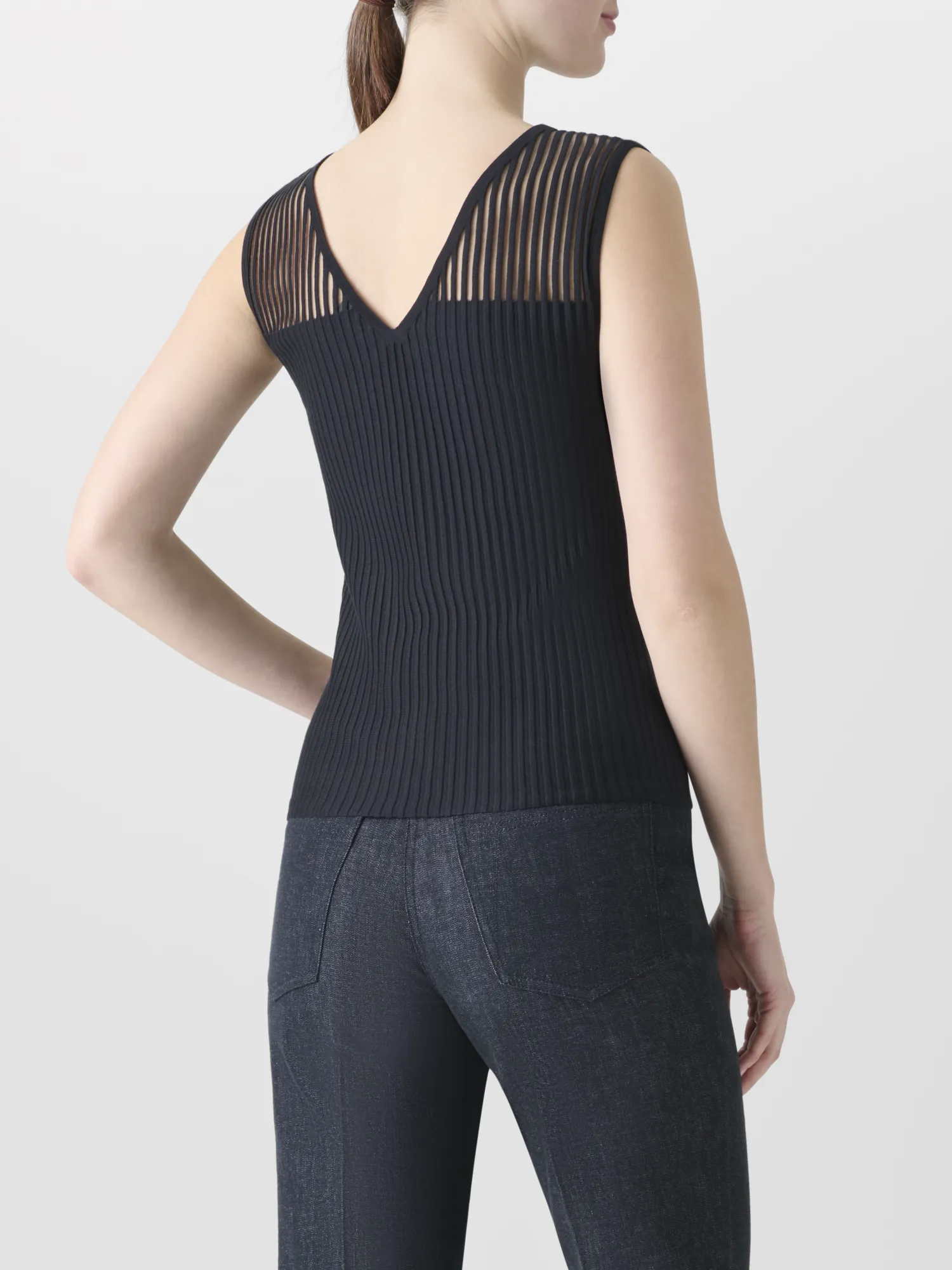 Sleeveless Silk Cotton Top with Sheer Shoulder sold by Akris product image thumbnail 5