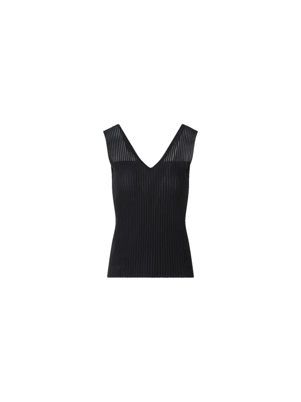 Sleeveless Silk Cotton Top with Sheer Shoulder made by Akris